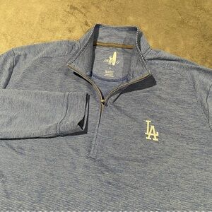 Los Angeles Dodgers Johnnie O Sweater Mens L Blue 1/4 Zip Pullover Sweatshirt